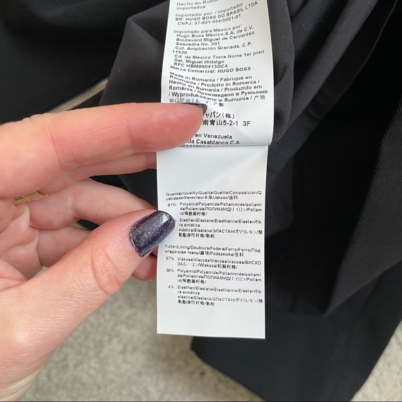 BOSS Hugo Boss Deazema Twill Jersey Dress Black Zipper Accent Sheath Size 6 EUC - Picture 9 of 10